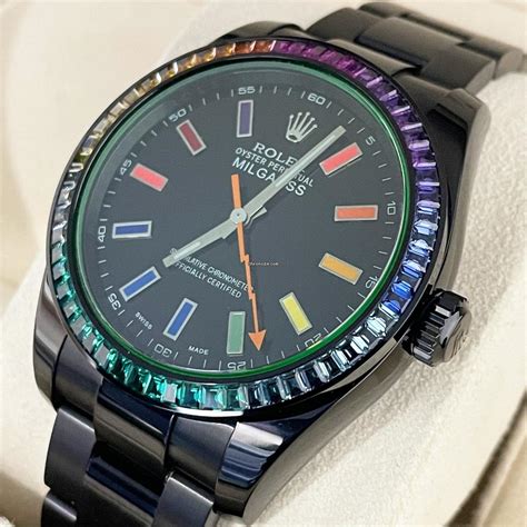 rolex rainbow milgauss|rolex milgauss price used.